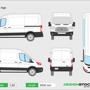 Ford Transit Custom - LWB - Low Roof | Van Template | Vehicle Outline ...