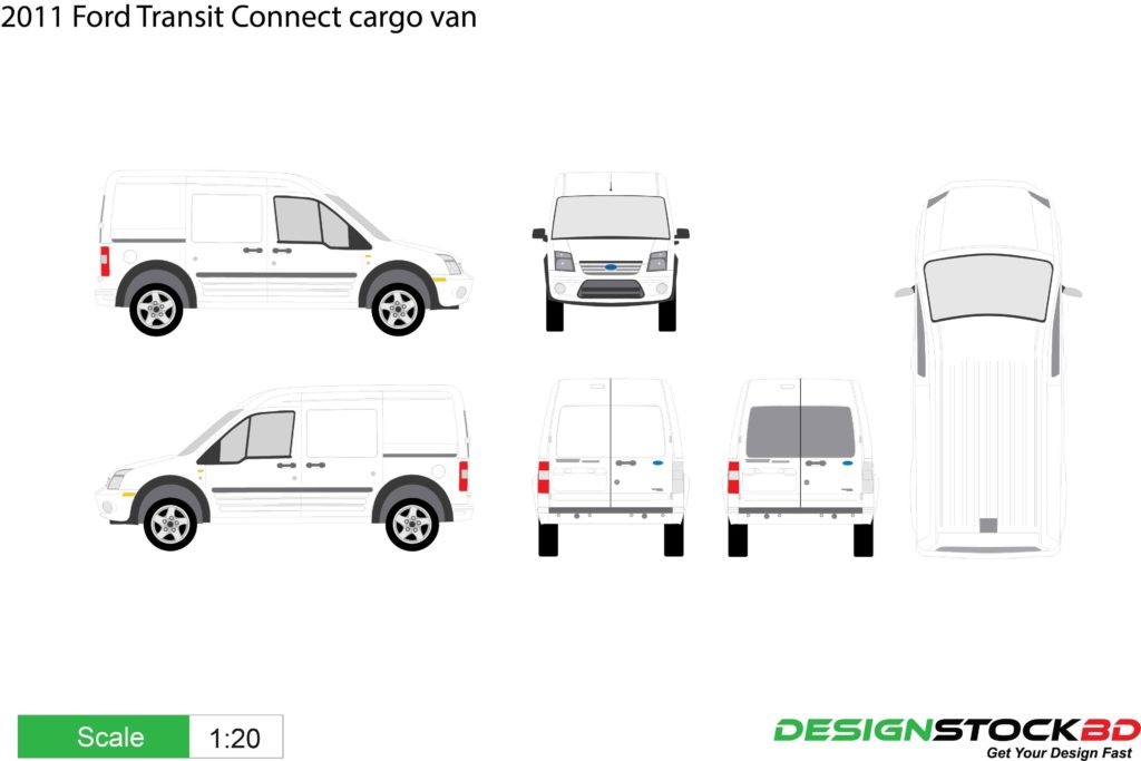2011 Ford Transit Connect cargo van Blueprint/Outline/template