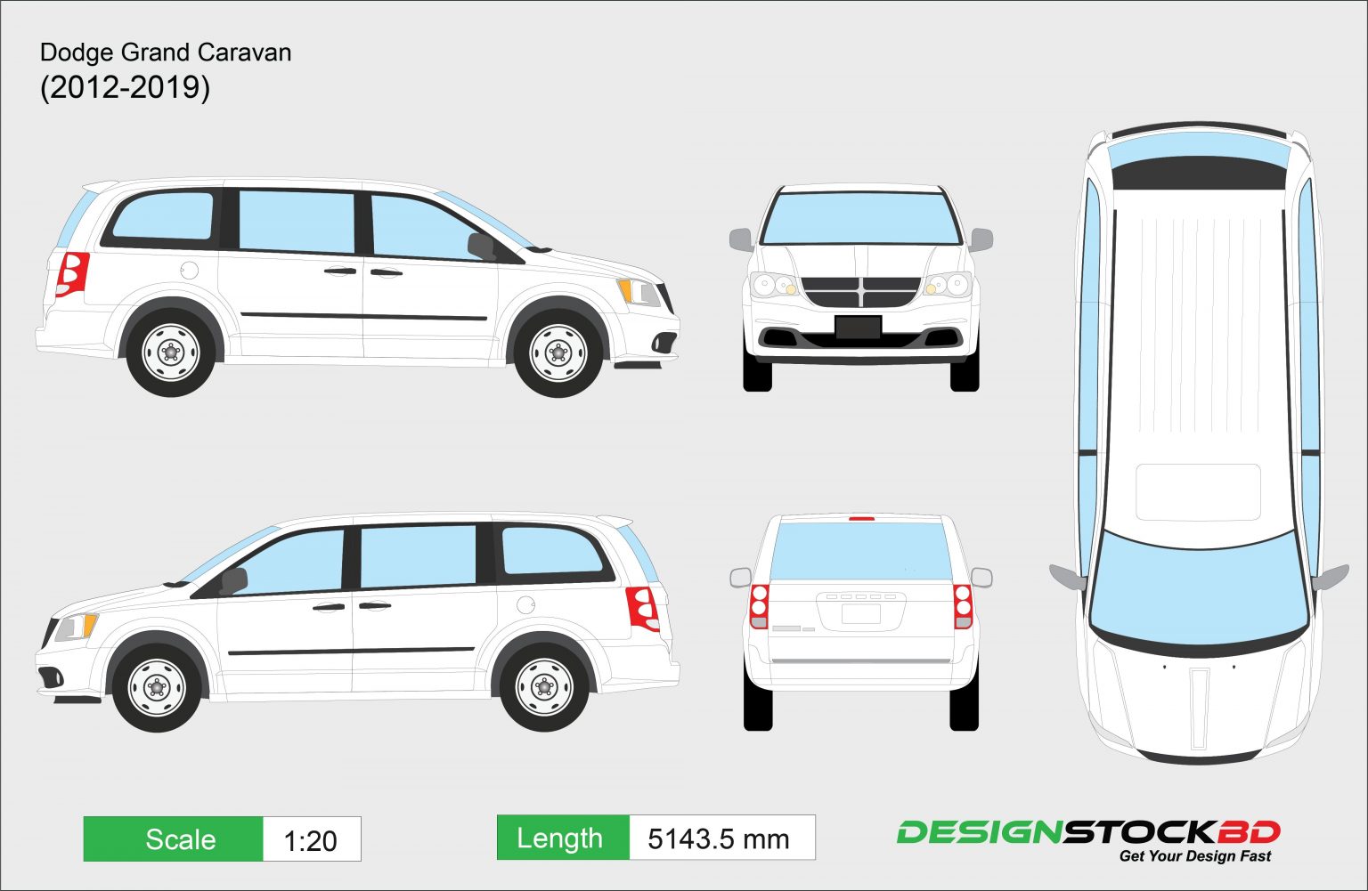 Dodge Grand Caravan (20122019)  Blueprint/Outline/Template Download