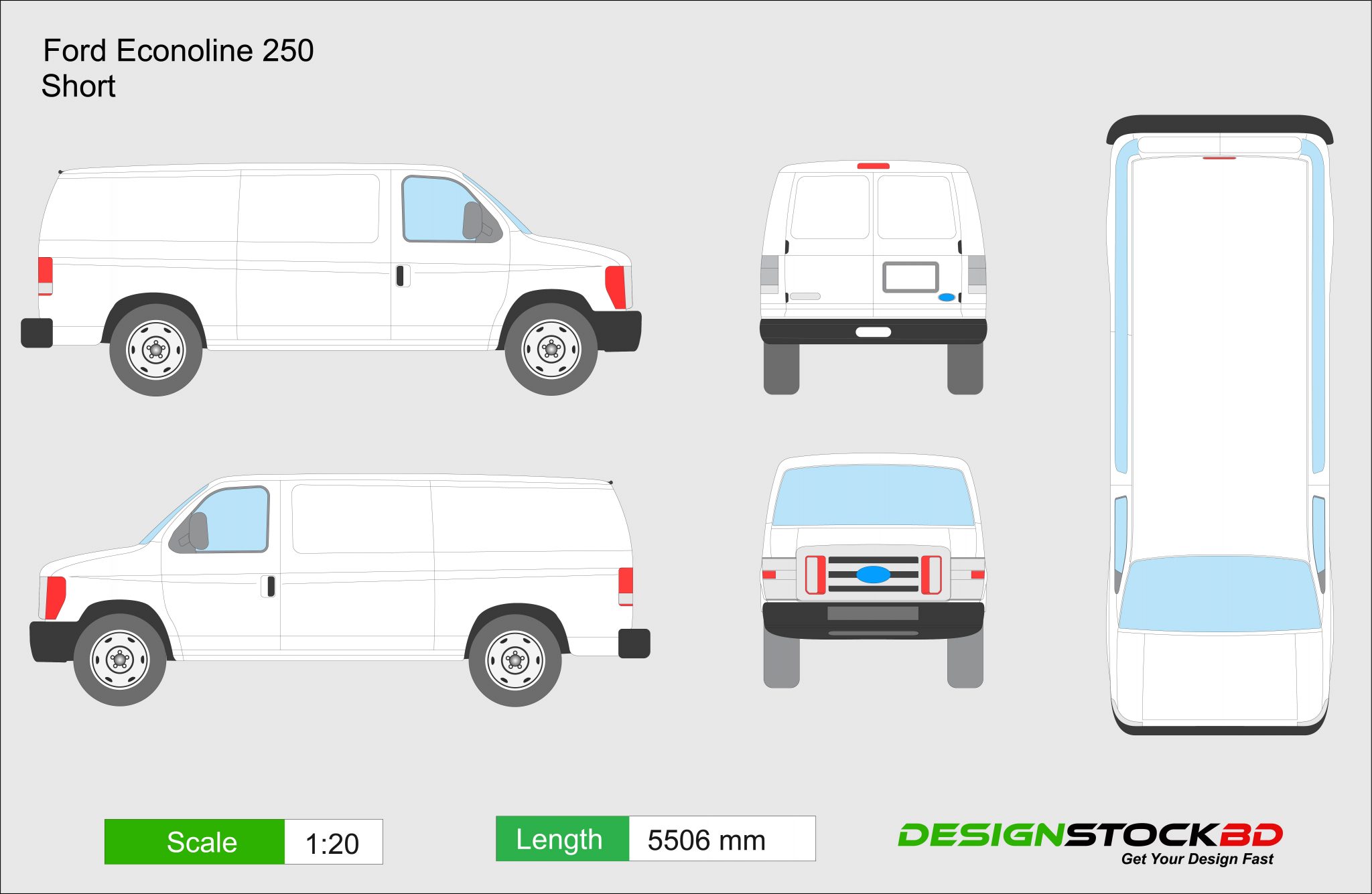 Ford Econoline 250 | Ford E-250 | Template /outline/blueprint Download ...