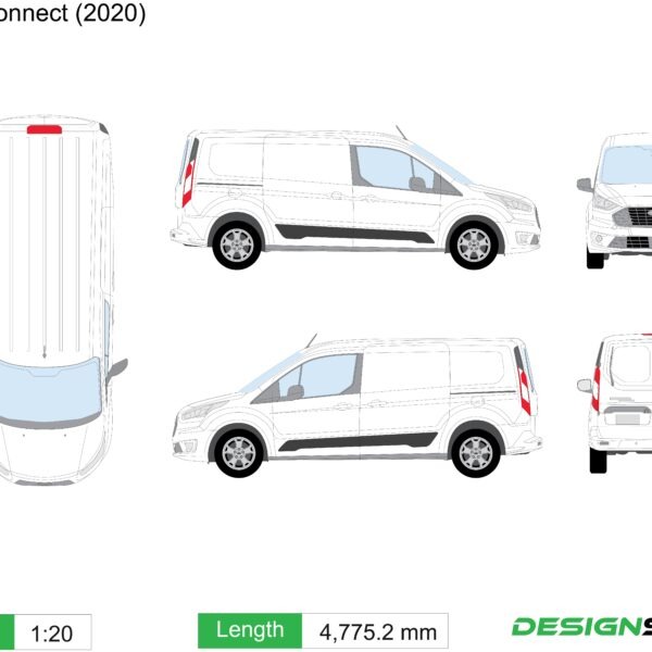 Ford Transit Connect (2020)- Passenger Long Wheelbase | Van Template ...