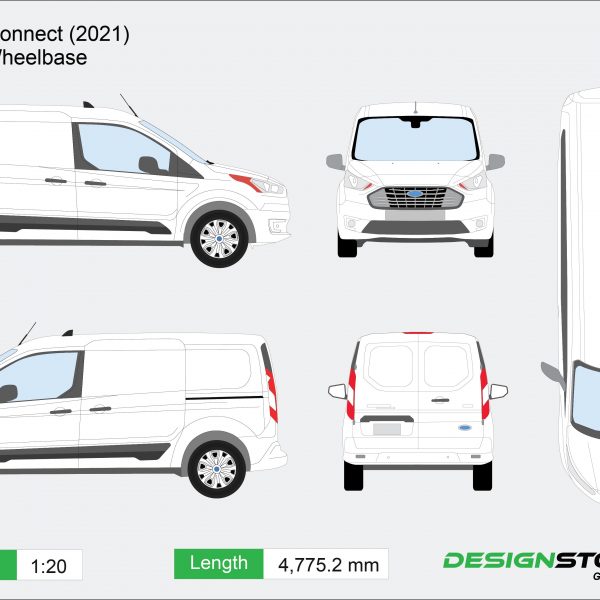 Ford Transit Connect (2020)- Passenger Long Wheelbase | Van Template ...