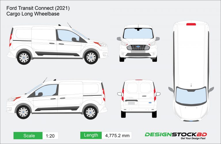 Ford Transit Connect (2021) - Cargo Long Wheelbase | Van Template ...