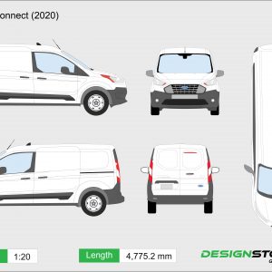 Ford Transit Connect (2021) - Cargo Long Wheelbase | Van Template ...