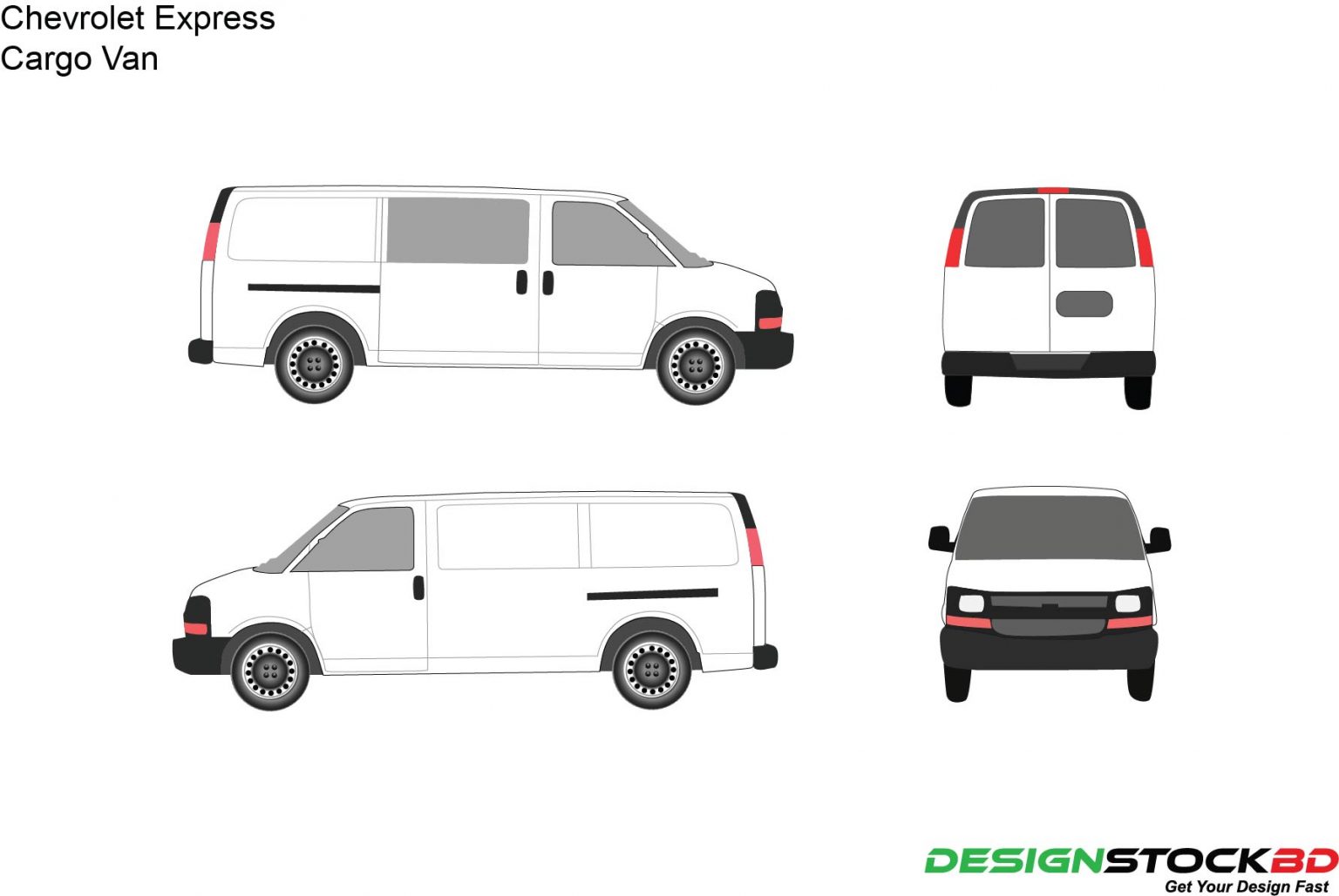 Chevrolet Express Cargo | Van Template | Vehicle Outline/blueprint ...