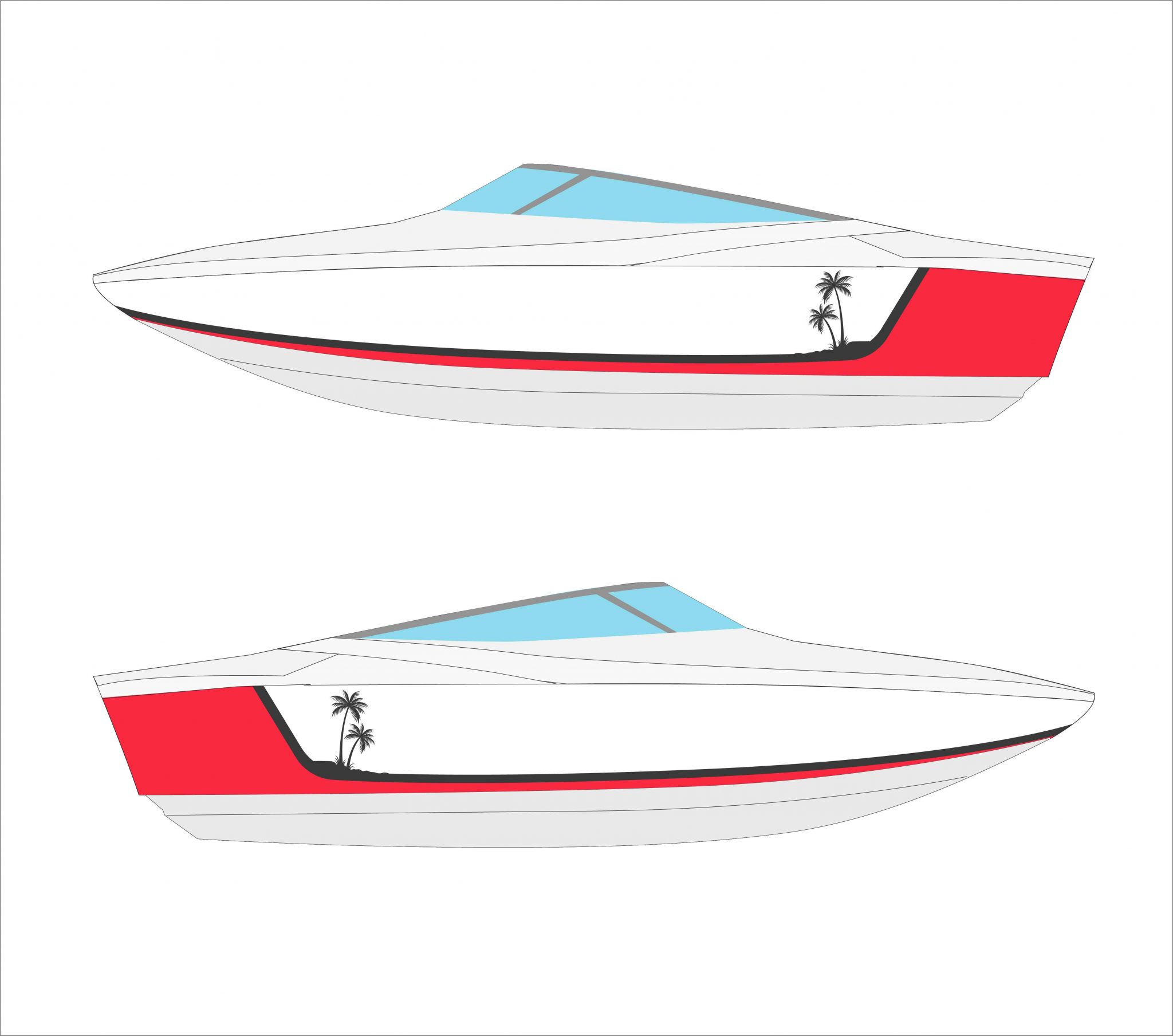 Boat Wrap Design & Template and Outline Boat Sticker Design