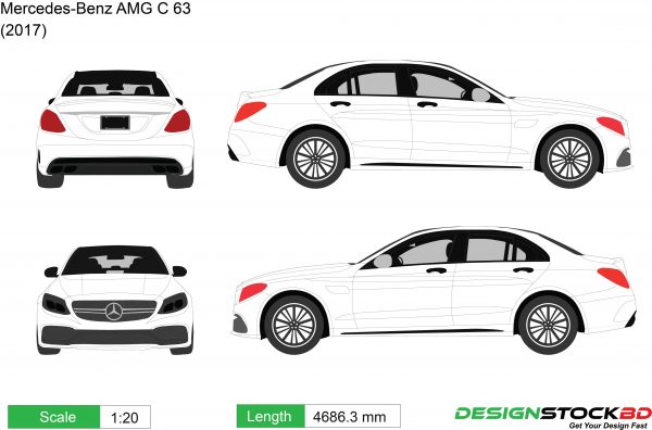 Mercedes-Benz AMG C 63 (2017) | Car Template | Vehicle Outline ...