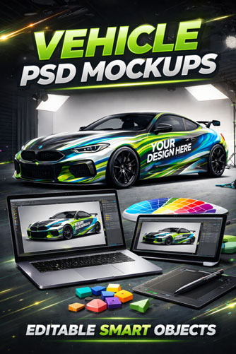 Realistic car & truck wrap mockups in Photoshop